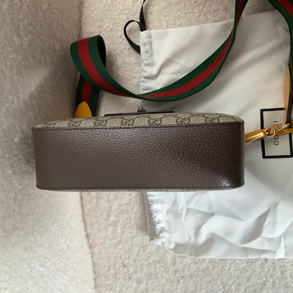 GG SUPREME CAMERA BAG WITH RED, GREEN AND YELLOW CROSSBODY STRAP AND DUSTBAG - Picture 1 of 3